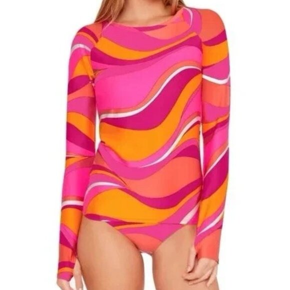 Trina Turk Women's Vivid Vista Long Sleeve One Piece‎ Swimsuit - Size M Medium - Picture 1 of 6